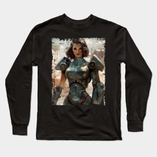 Woman in Power Armor Post Apocalyptic Poster Long Sleeve T-Shirt